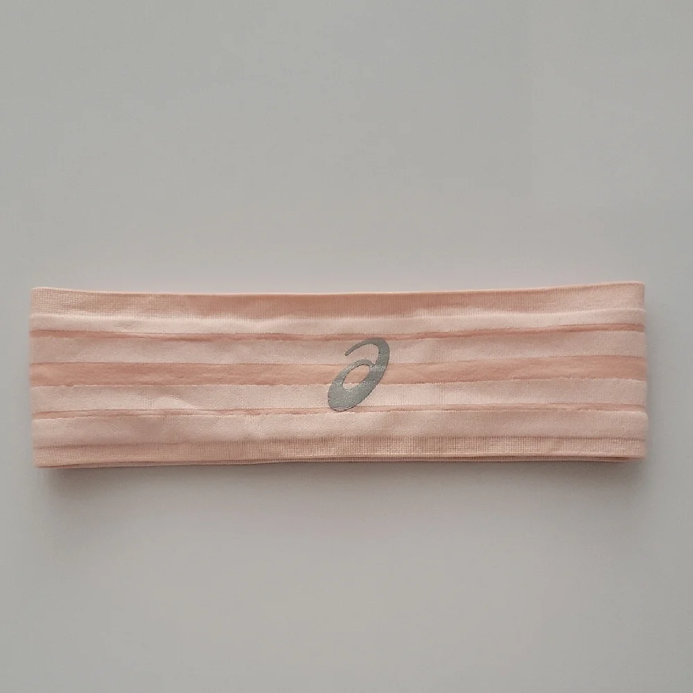ASICS Blush Pink Hairband with Silver Logo